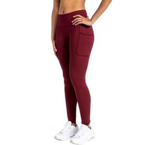 Maroon High-Waisted Leggings with pockets